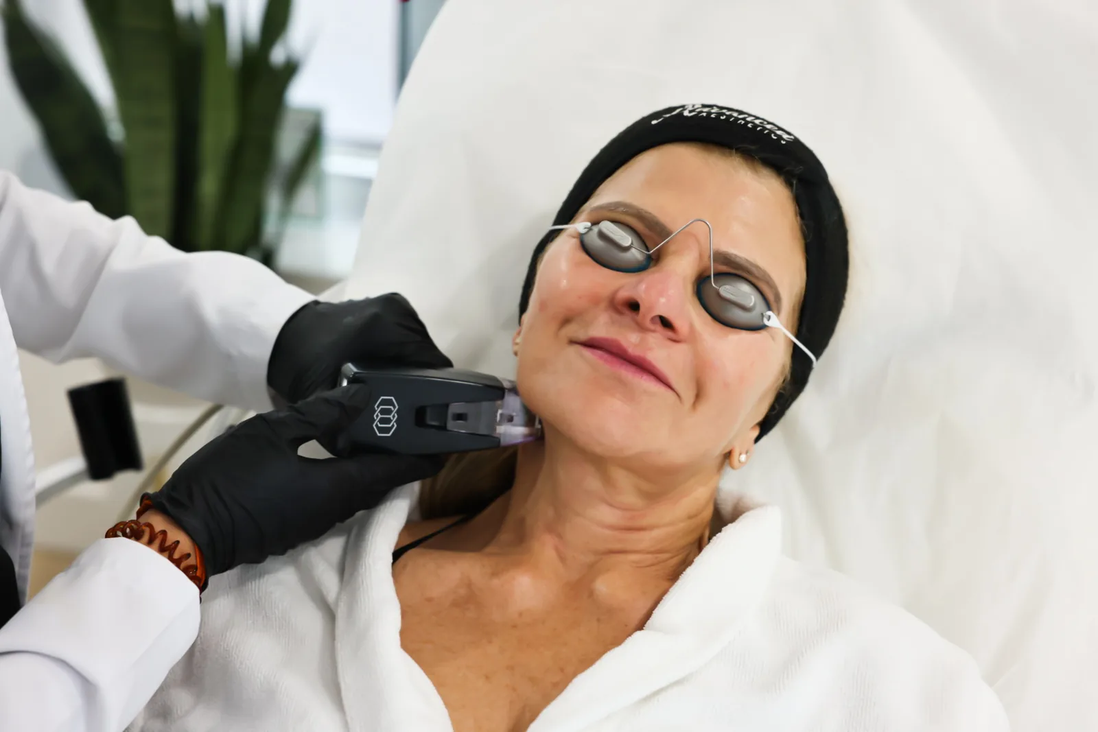 Provider giving a Morpheus8 RF microneedling treatment at Advanced Aesthetics, Medford and Braintree MA